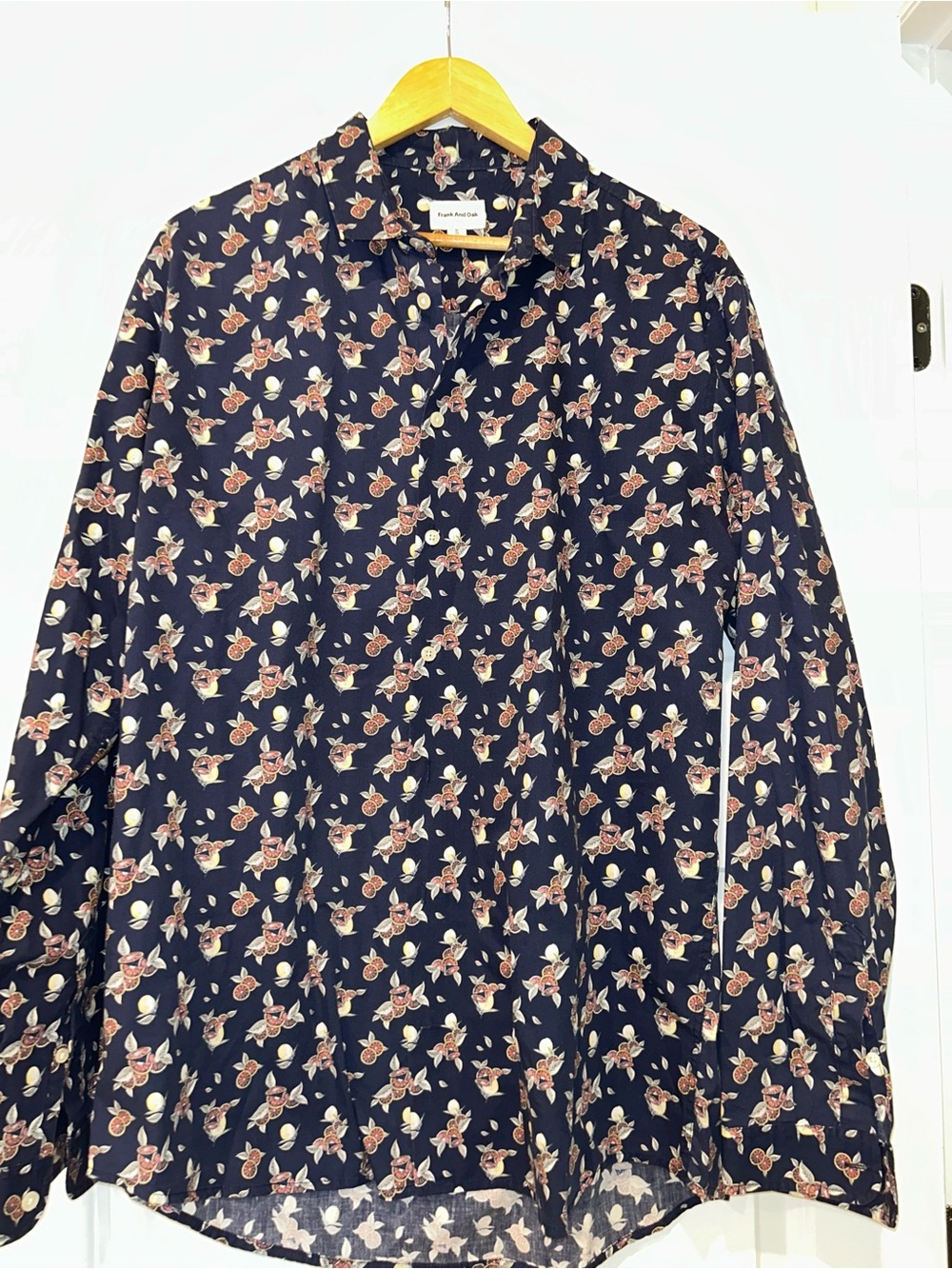 Frank & Oak Navy Floral Button-Up Shirt